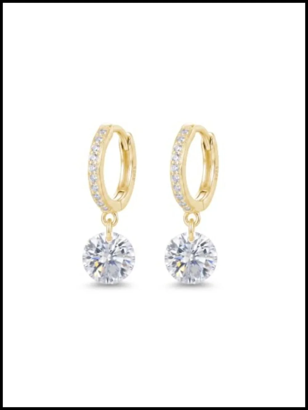 Sterling Silver CZ Drop Hoop Earrings for Women Teens Hypoallergenic